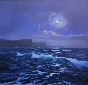 The Moonlit Sea 610 x 610 Cornish Art Cornwall