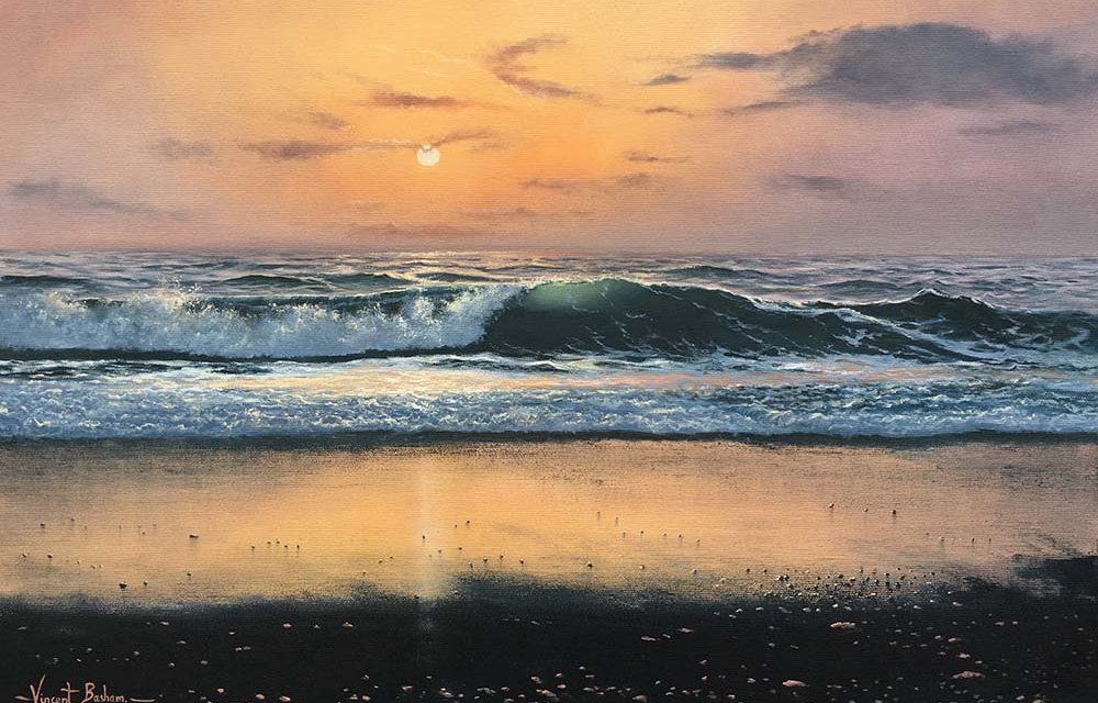 Receding Tide 405 x 610 seascape painting Cornwall by Vincent Basham