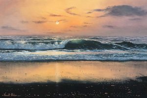 Receding Tide 405 x 610 seascape painting Cornwall by Vincent Basham