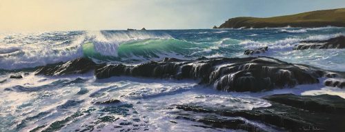 High Tide At Boobys Bay by Vincent Basham Seascape Artist Devon
